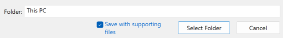 Save with supporting files dialog