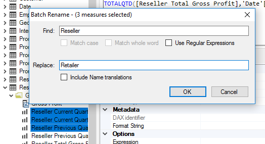 Batch Renaming lets you rename multiple objects simultaneously