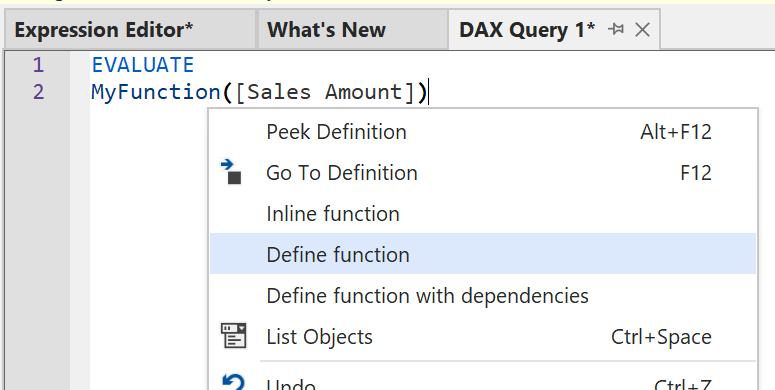 Define Function from Query